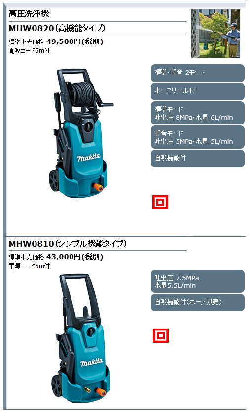 山本金物-工具激安販売 職人市場 / マキタ 高圧洗浄機 MHW0820/0810